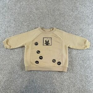 Easy Peasy Kids Organic Cotton Linocut Stamp Jiji Cat Soot Sprite Sweatshirt 12M